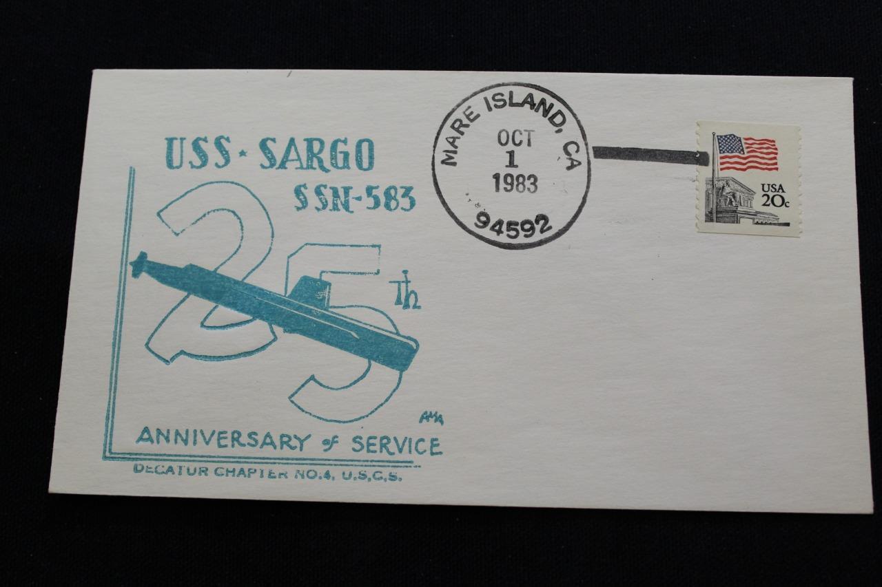 Naval Cover 1983 Hand Cancel 25th Anniv Commission Uss Sargo (ssn-583) (3184)