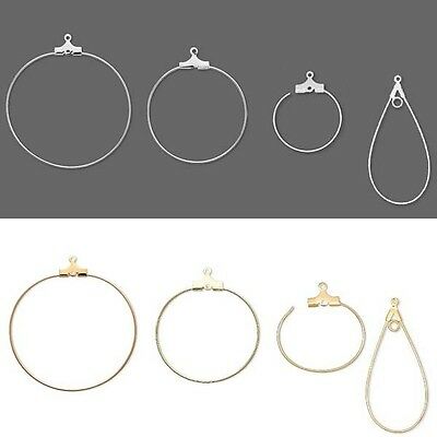 10 Beading Hoop Earring Finding Components W/ Loop Big-small Plated Brass Metal
