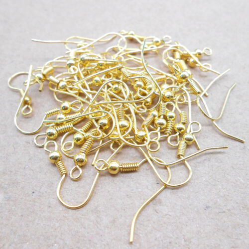 50pcs 18k Gold Plated Jewelry Design Findings Earring Fish French Hook Ear Wires