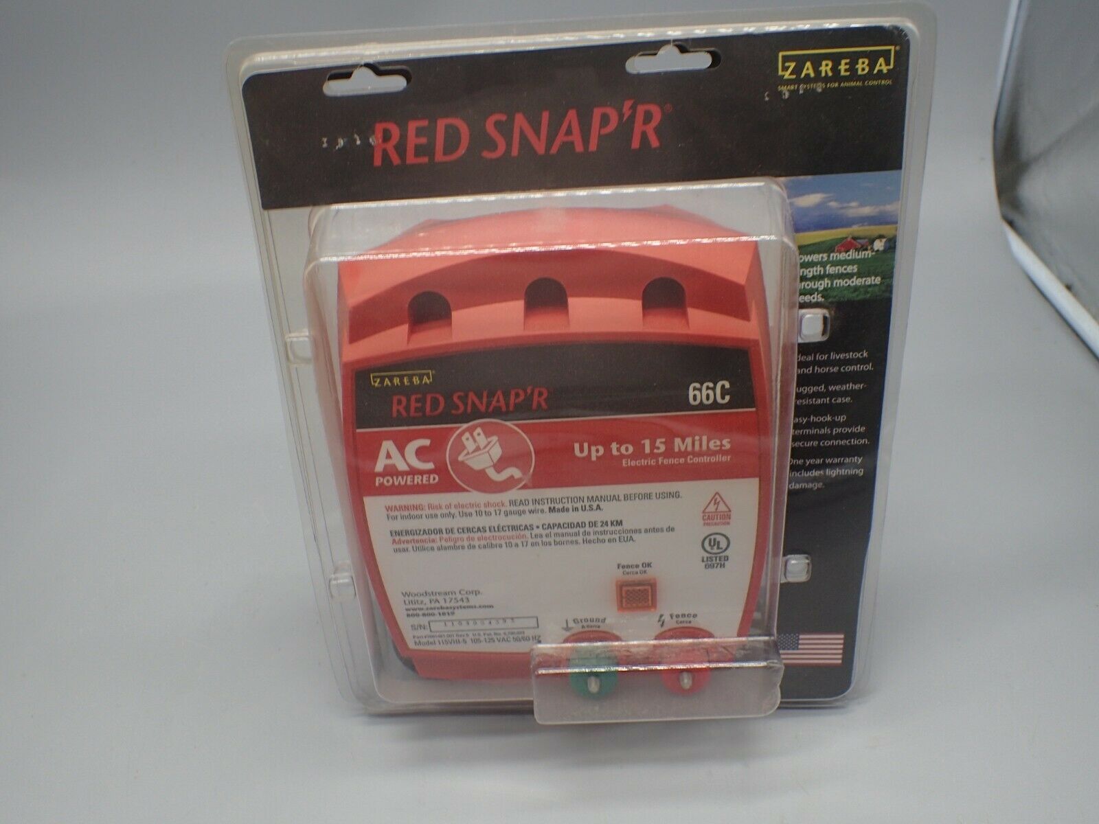 New Zareba Red Snap'r 66c Ac Powered Electric Fence Charger Up To 15 Miles