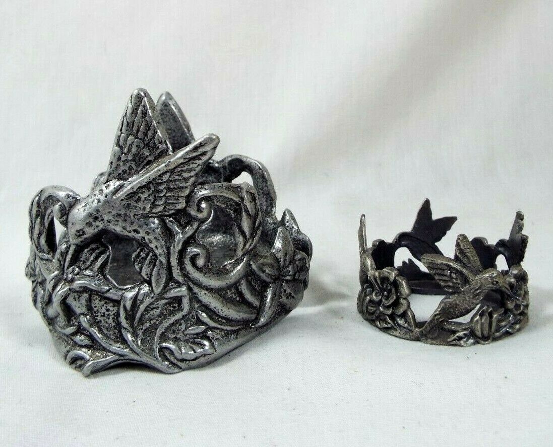 2 Hummingbird Small Tealight Candleholders/covers 1 Carson Pewter & 1 Sixtrees