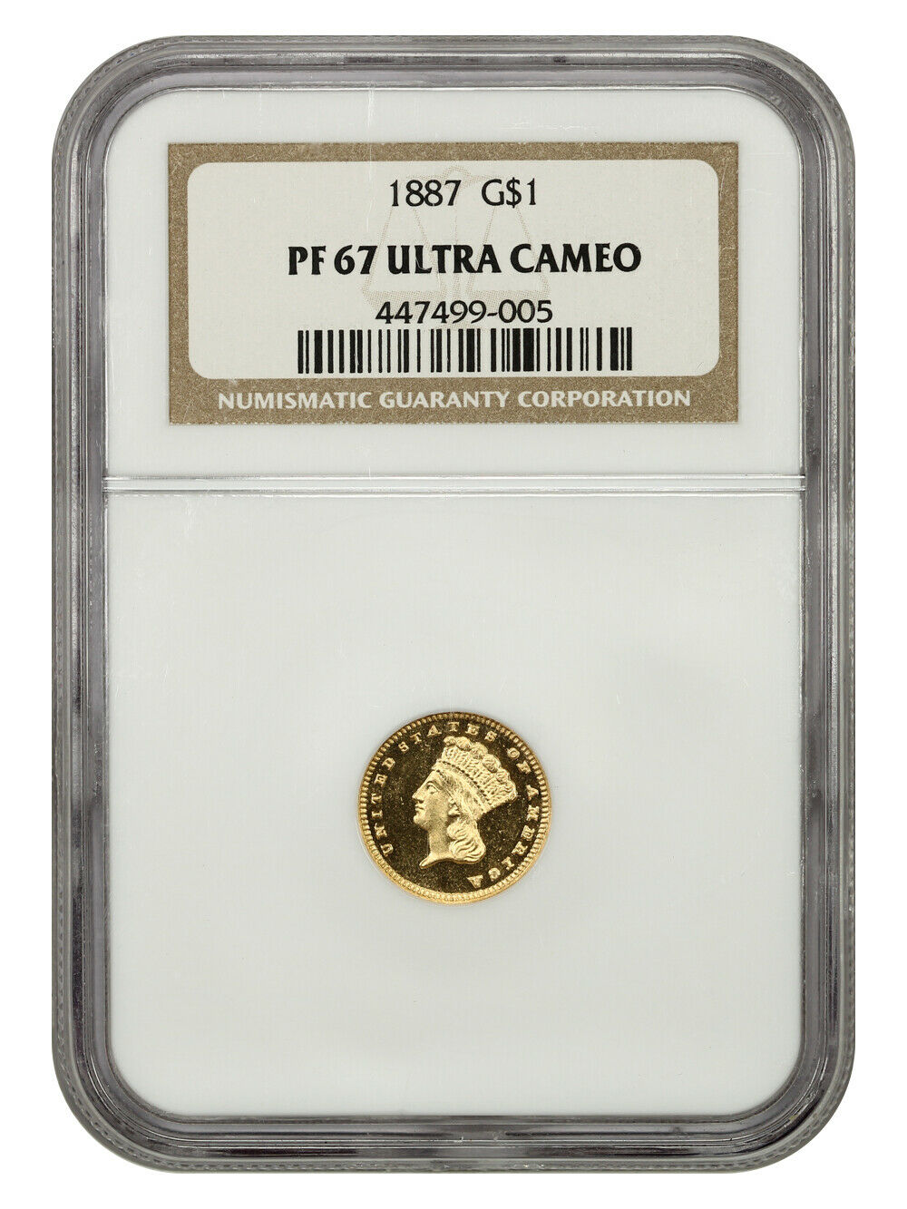 1887 G$1 Ngc Pr 67 Dcam - Tied For Finest Known - 1 Gold Coin