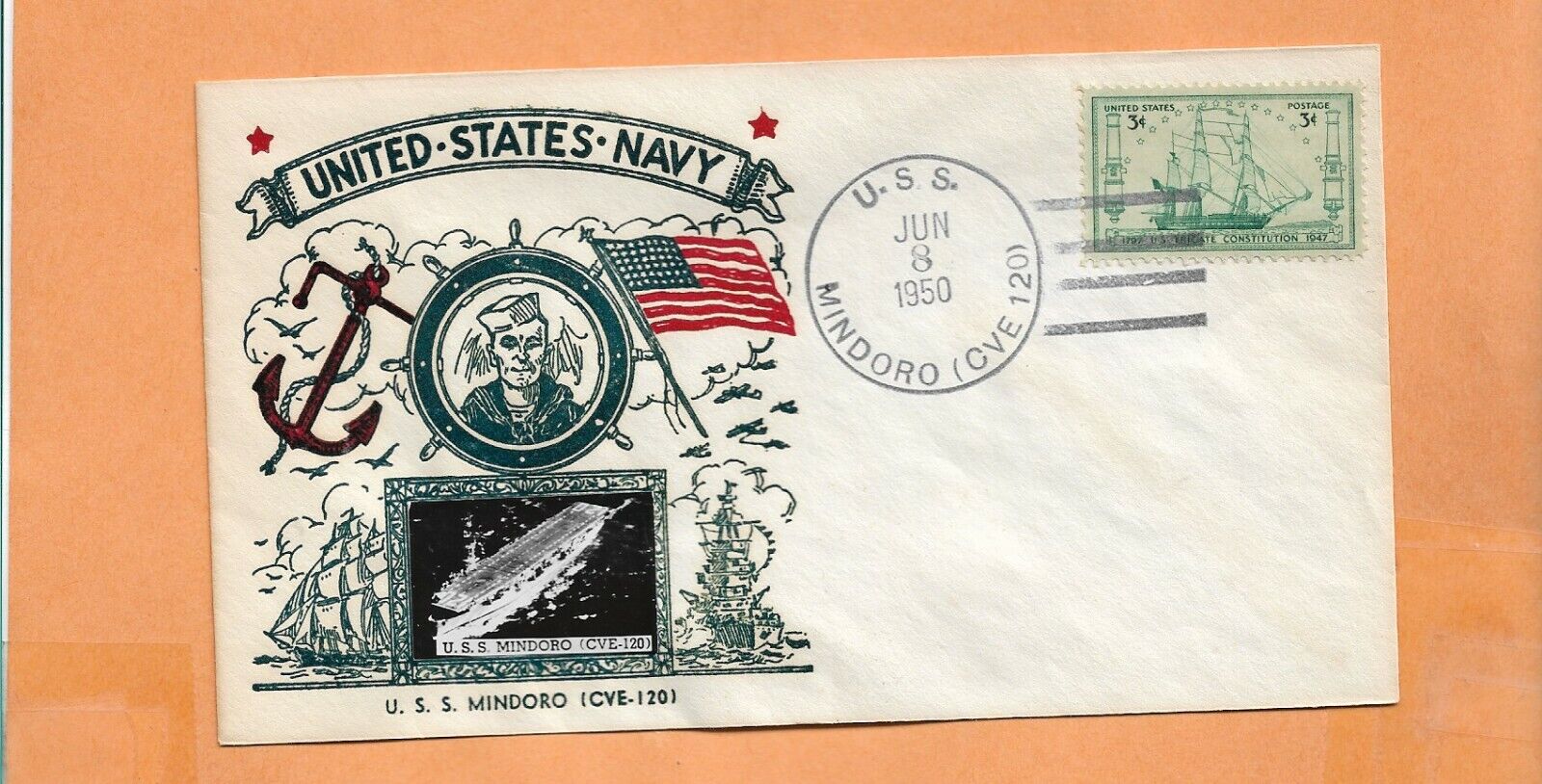U.s.s.mindoro Jun 8,1950  Crosby  Naval Cover