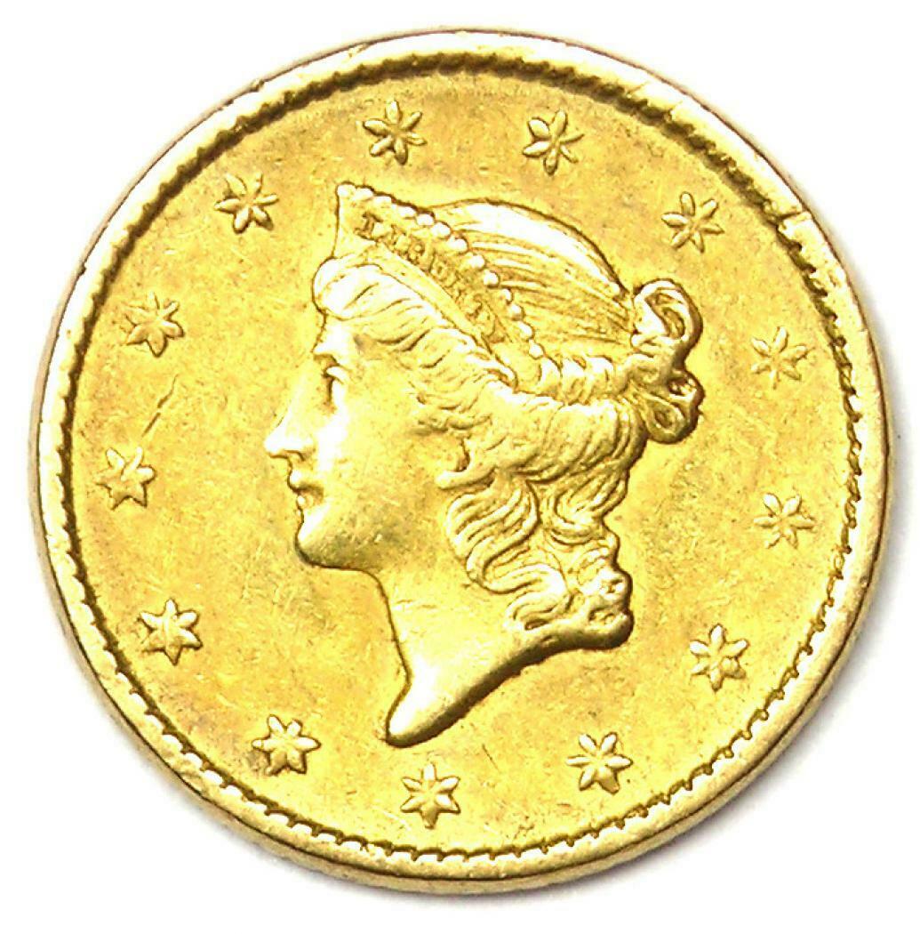 1851 Liberty Gold Dollar G$1 - Choice Au Details - Rare Early Coin!