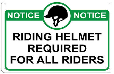 Riding Helmet Required For All Riders Sign For Barn, Stable Or Arena