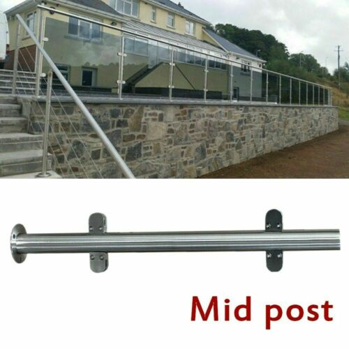 Mid Railing Pool Floor Standing Stairs Balcony Glass Spigots Balustrade 110cm