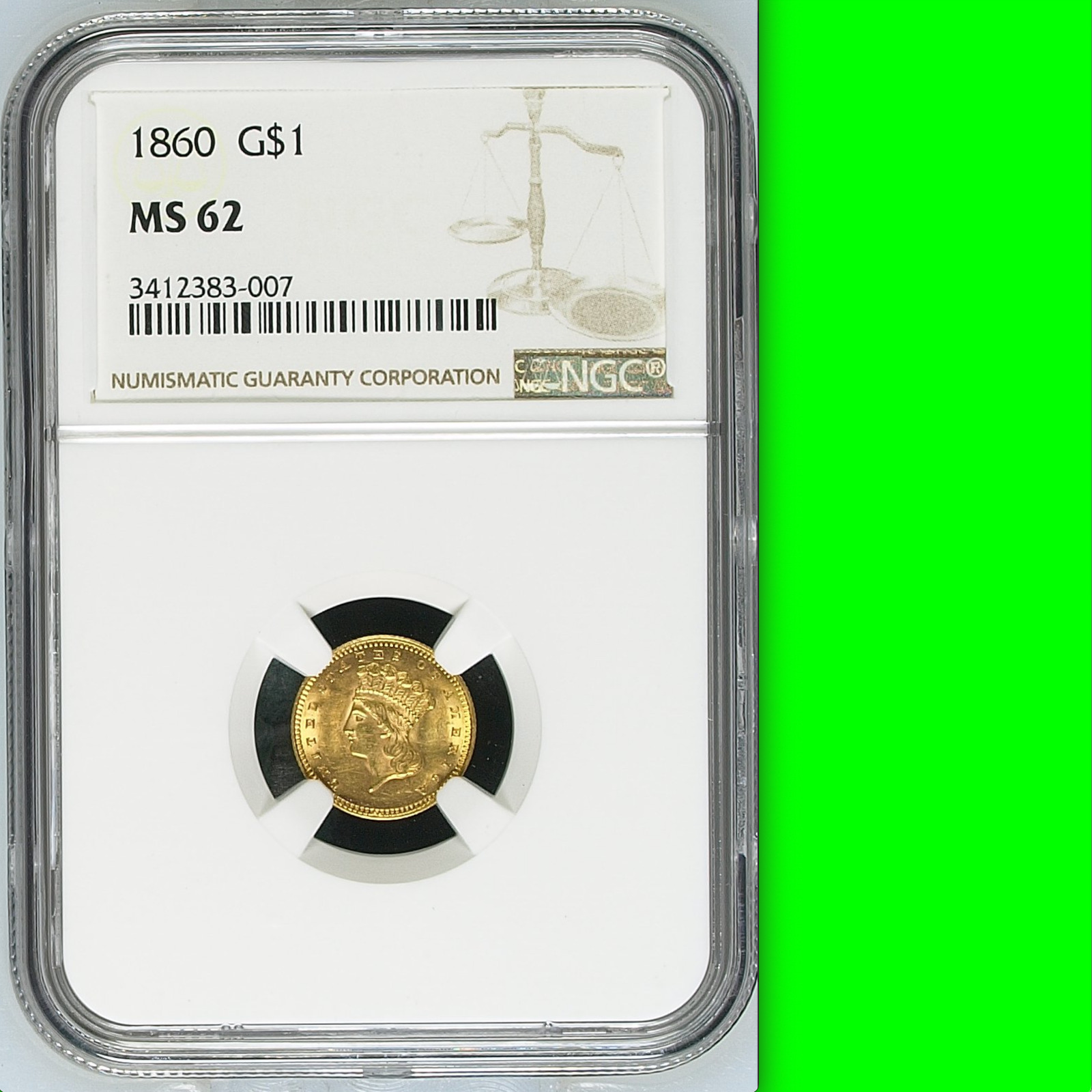 1860 Ngc Ms62 Mintage 36,668 ✅ $1,000 Cu ✅ Pop 180 All Grades Key Gold Dollar $1