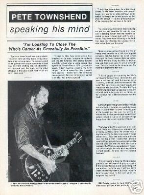 Pete Townsend The Who Vintage Guitar Magazine Pinup