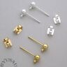 Earstud Earring Post With Earnuts 4mm Full Ball With Loop 48pcs