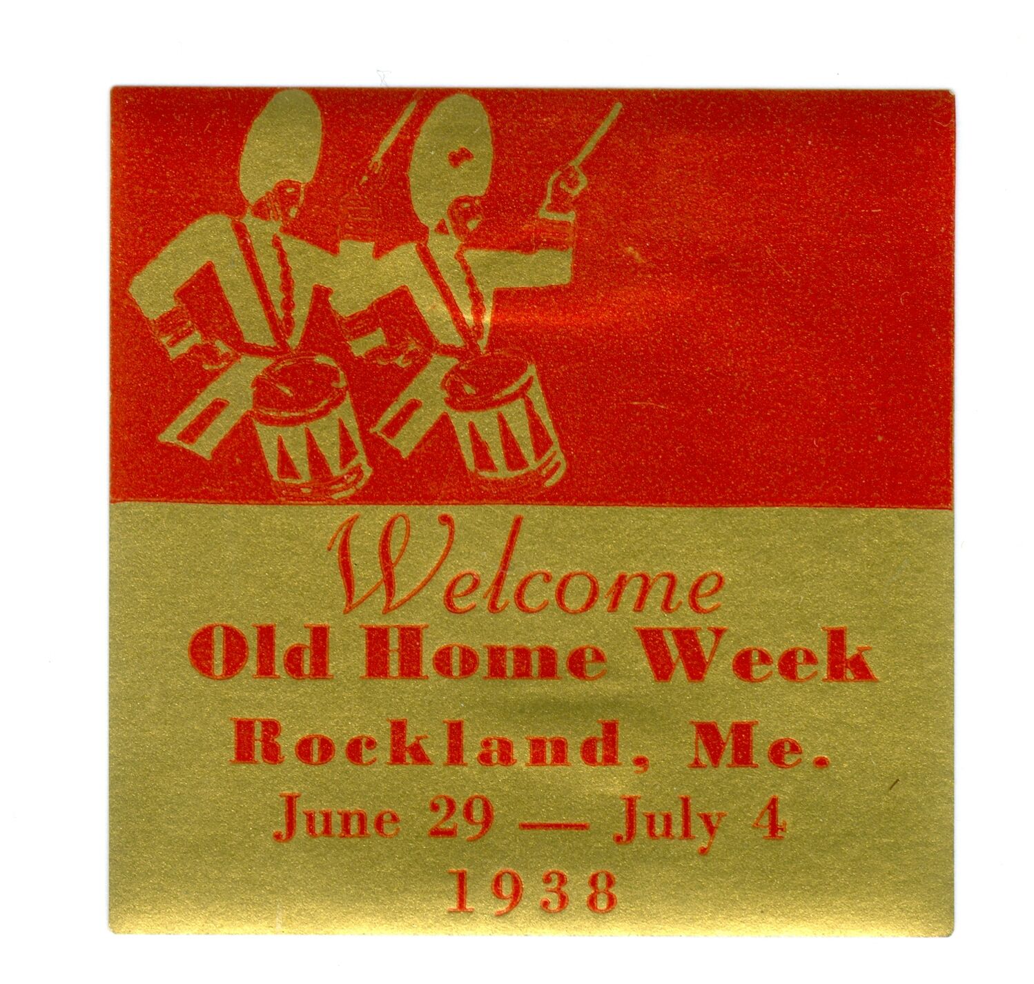 Unused June 29 To July 4, 1938 Rockland, Maine, Welcome Old Home Week Decal