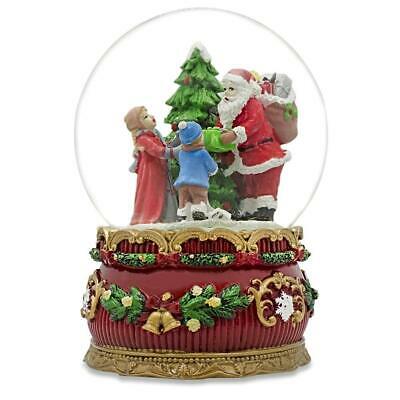 Santa Giving Christmas Gifts Musical Snow Water Globe Figurine