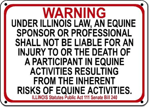 Illinois Equine Sign Activity Liability Warning Statute Horse Farm Barn Stable