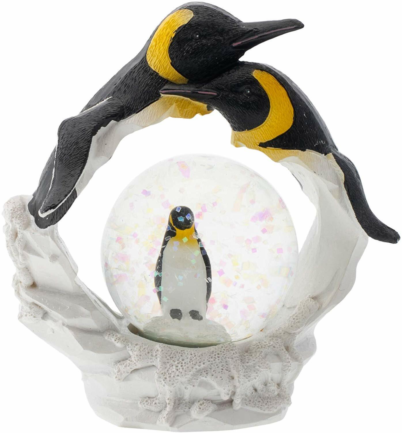 Yellow Neck Penguin Family Figurine 45mm Glitter Water Globe Decoration
