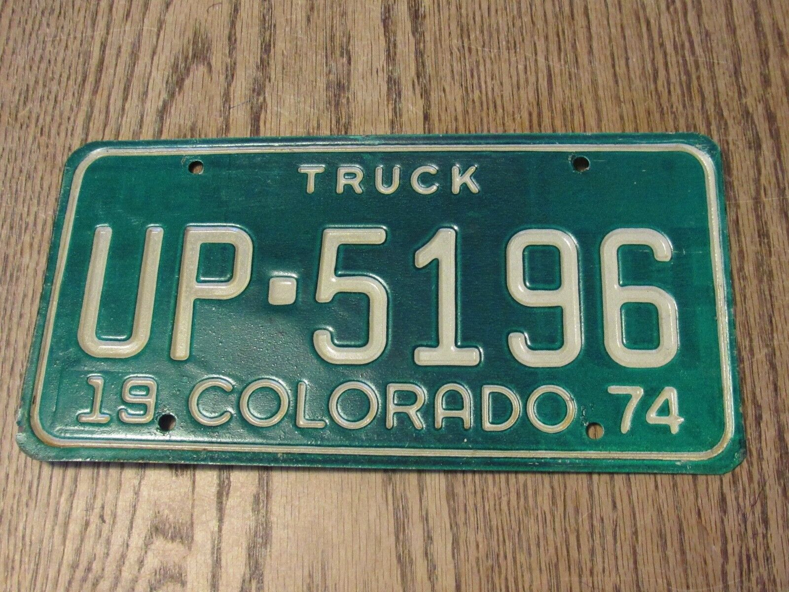 1974 Colorado Truck License Plate, Up-5196 (fc1-2)