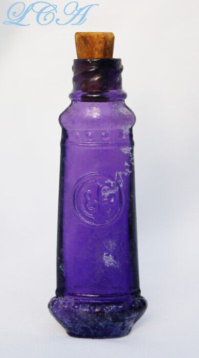 Mini Purple Colgate C & Co Antique Children's Perfume Bottle Blown Glass