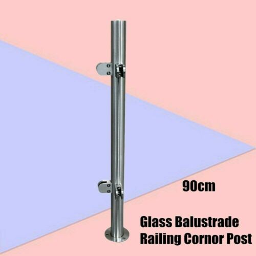 90cm High Glass Corner Post Balustrade Glazing Stainless Steel Poles Handrail