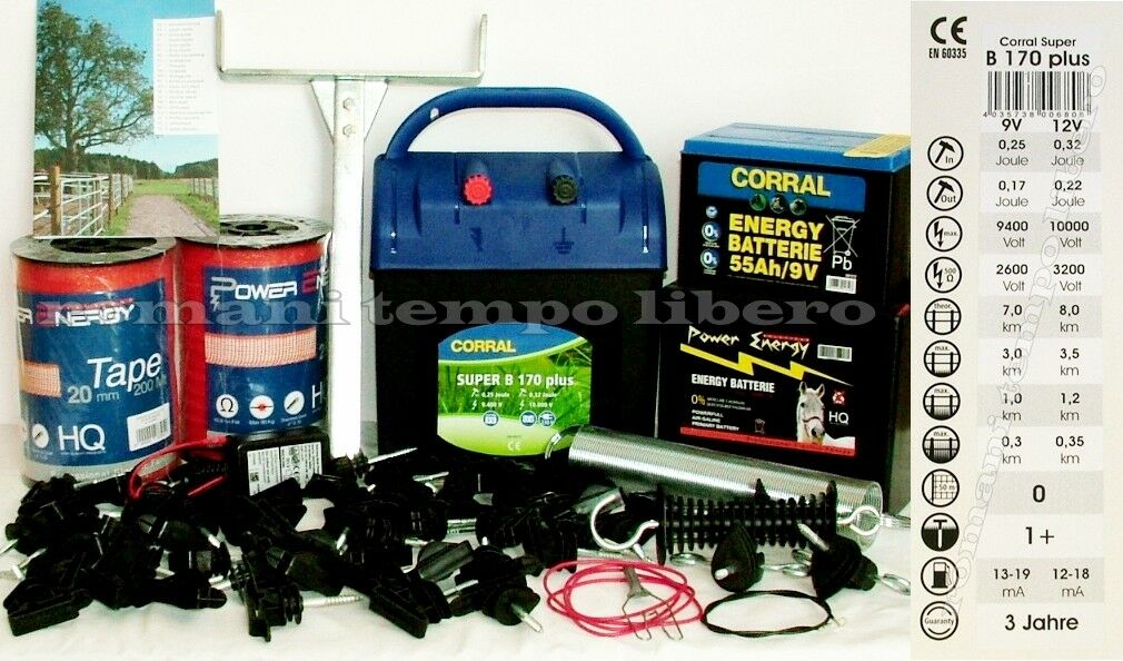 Fence Electric Super Corral B170 Power Battery With Tape Weight Accessories