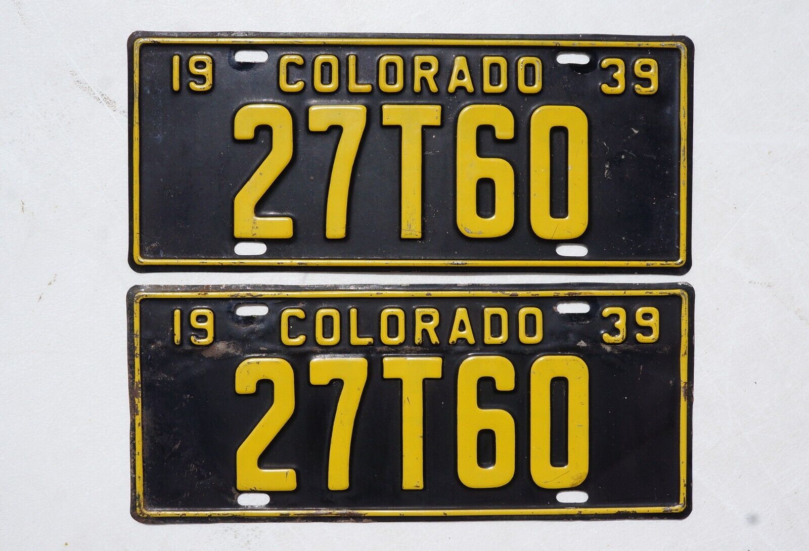 1939 Colorado License Plate Pair / Set - Lot Of 2 Plates