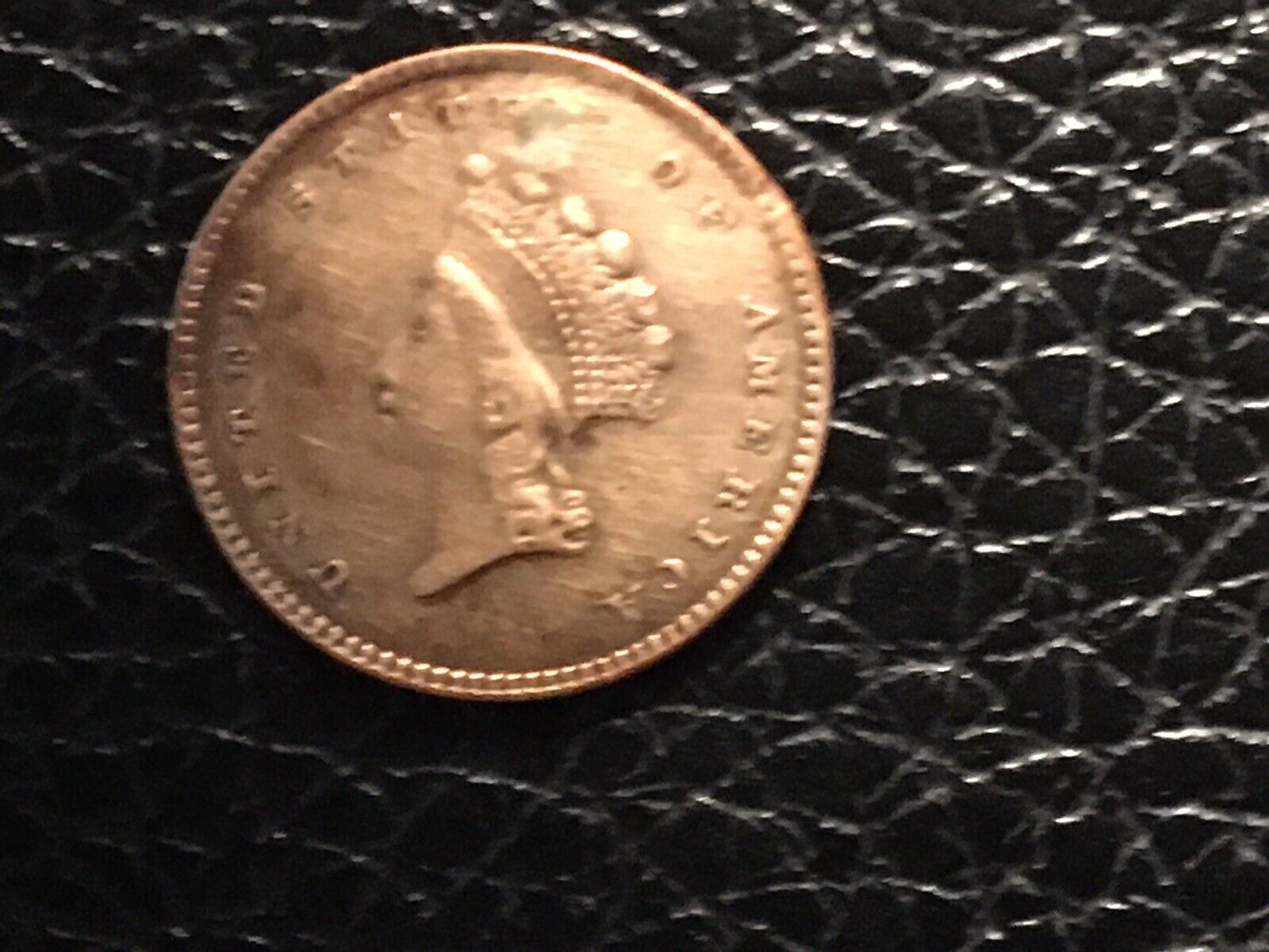 1854 Type 2 1.00 Gold Coin Very Nice Condition But Damages Pluged Slightly Bent