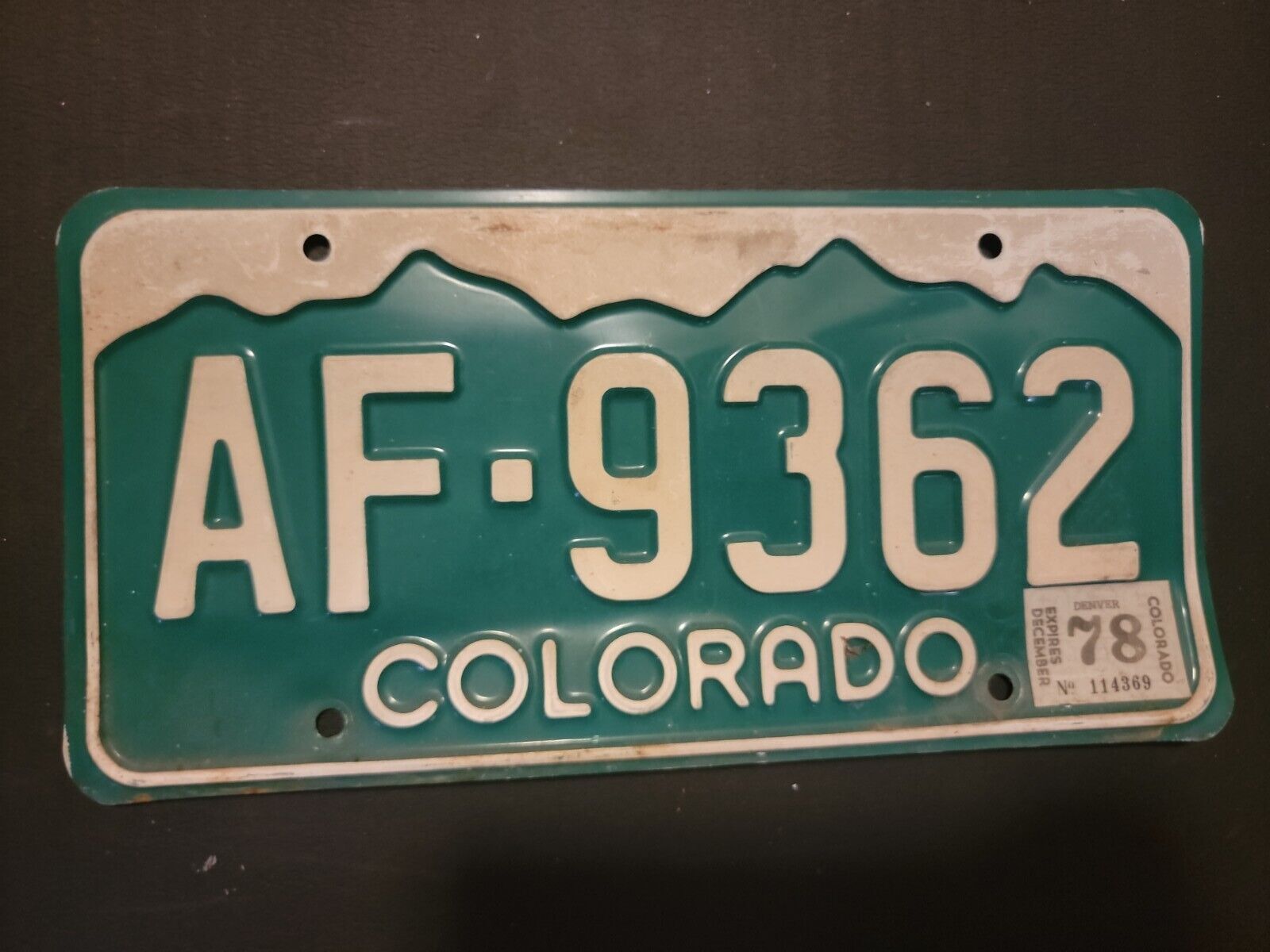 Vintage 1978  Colorado   License Plate  Af . 9362