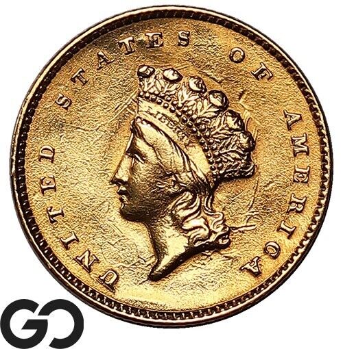 1855 Gold Dollar, $1 Gold Indian Head Princess, Type 2 Better Date