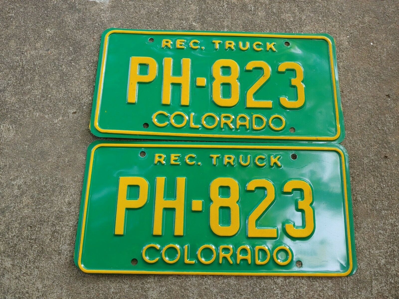 1982 1992 Colorado License Plate Pair Plates Rec Truck Mint/very Good