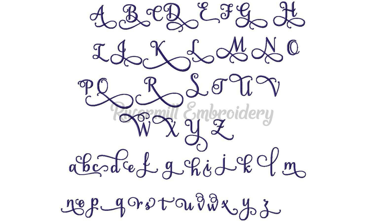 1 1/4" Size Only - Samantha Script Alternate Letters (set 1) Machine Embroidery