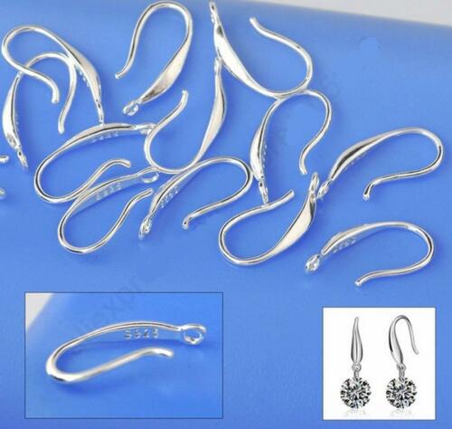 10pcs Solid 925 Sterling Silver Earring Hook Ear Wires For Design Diy Crystal