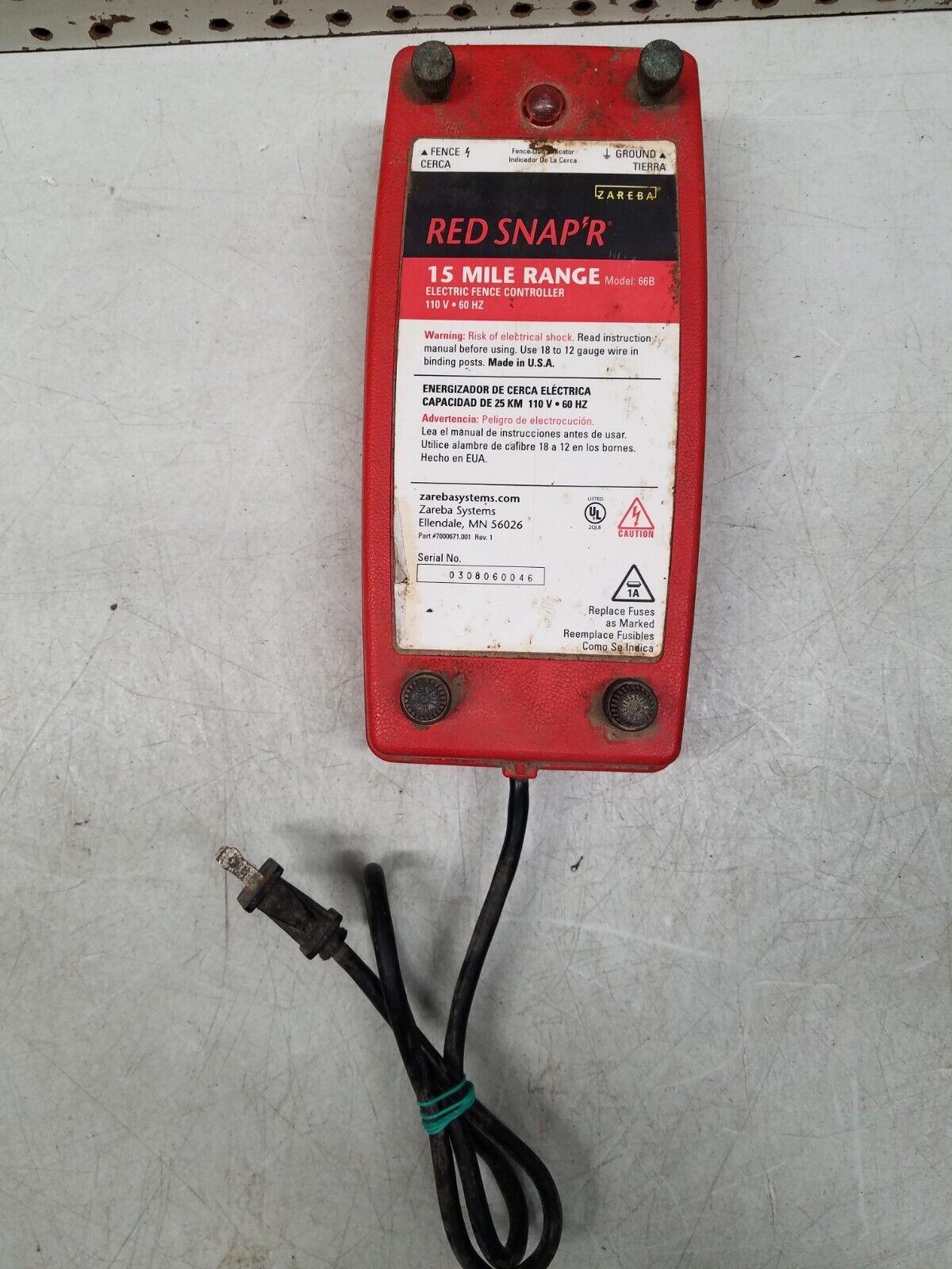 Red Snap’r  66b - Electric Fence Controller 15 Mile Range Untested