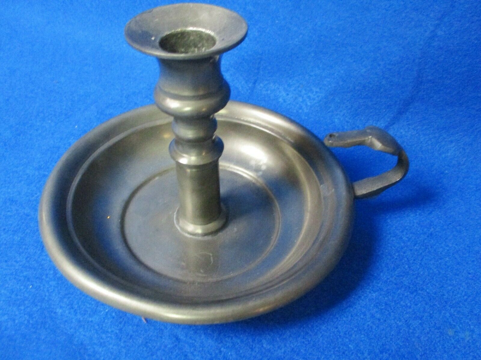 Antique English Pewter Chamberstick Candlestick Holder