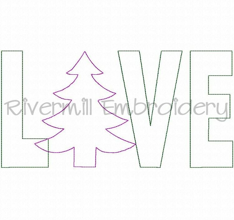 Raggy Applique Christmas Tree Love Machine Embroidery Design