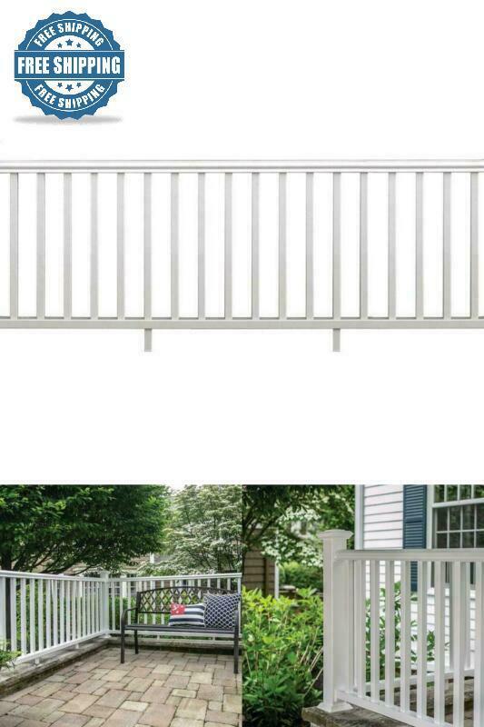 Traditional White Rail Kit Durable 8ft X 36in Exterior Decor Outdoor Porch Deck