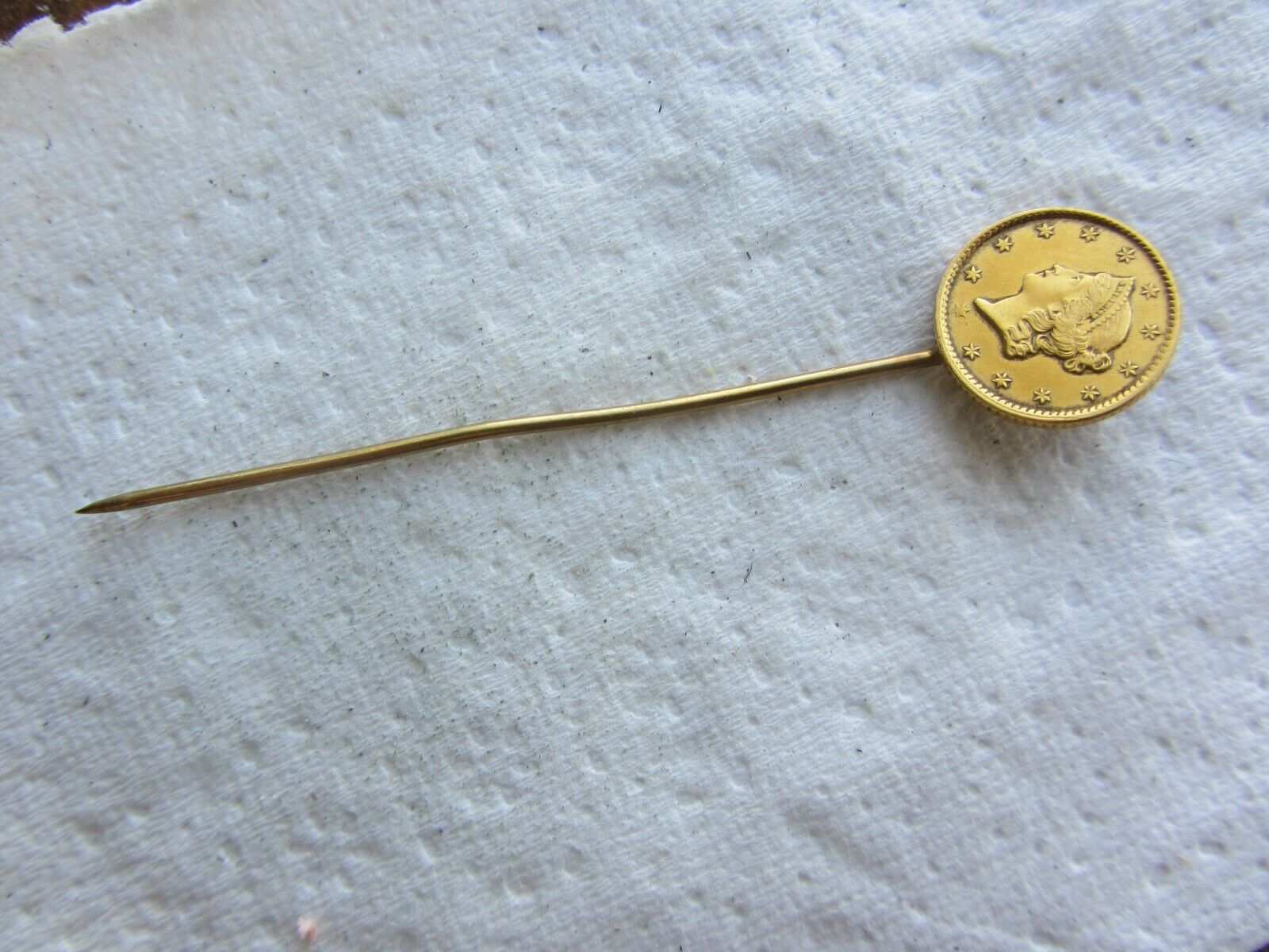1852 Liberty Head $1 Gold Piece Ex - Jewelry Rare Type Coin Made Into Stick Pin