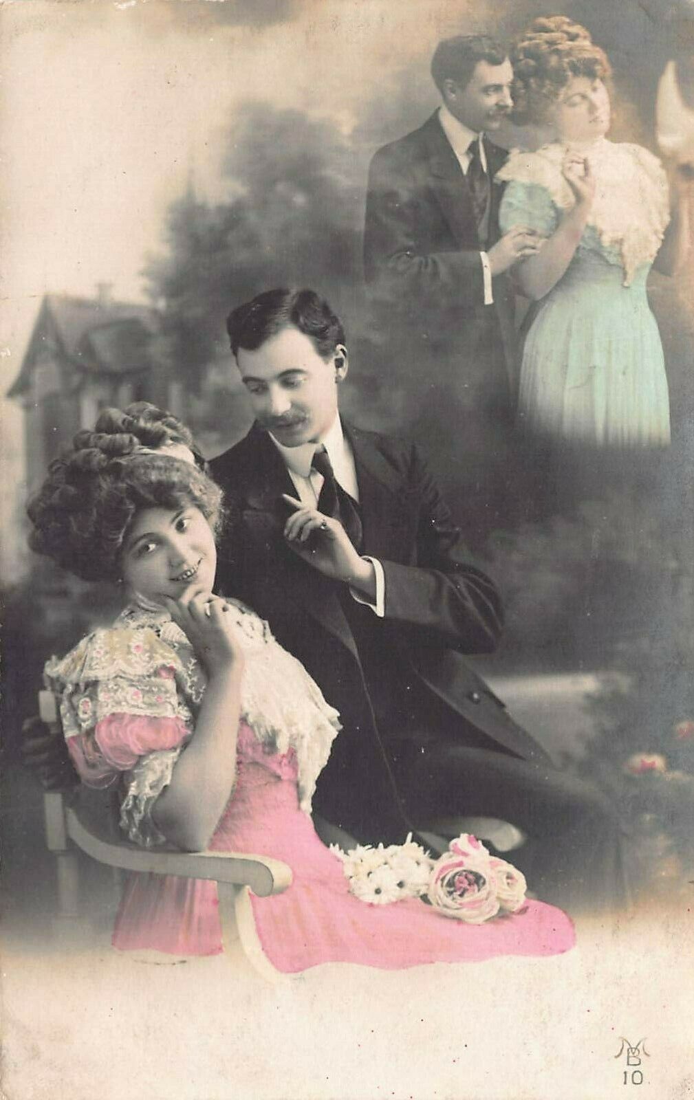 Antique Postcard Early 1900's  France Pictures Of The Perfect Couple