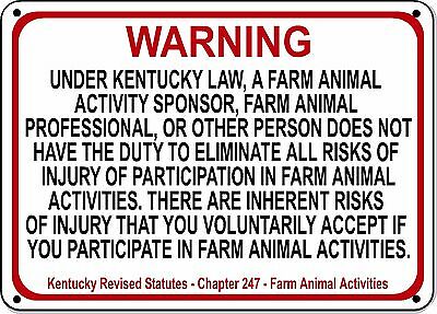 Kentucky Equine Sign Activity Liability Warning Statute Horse Farm Barn Stable