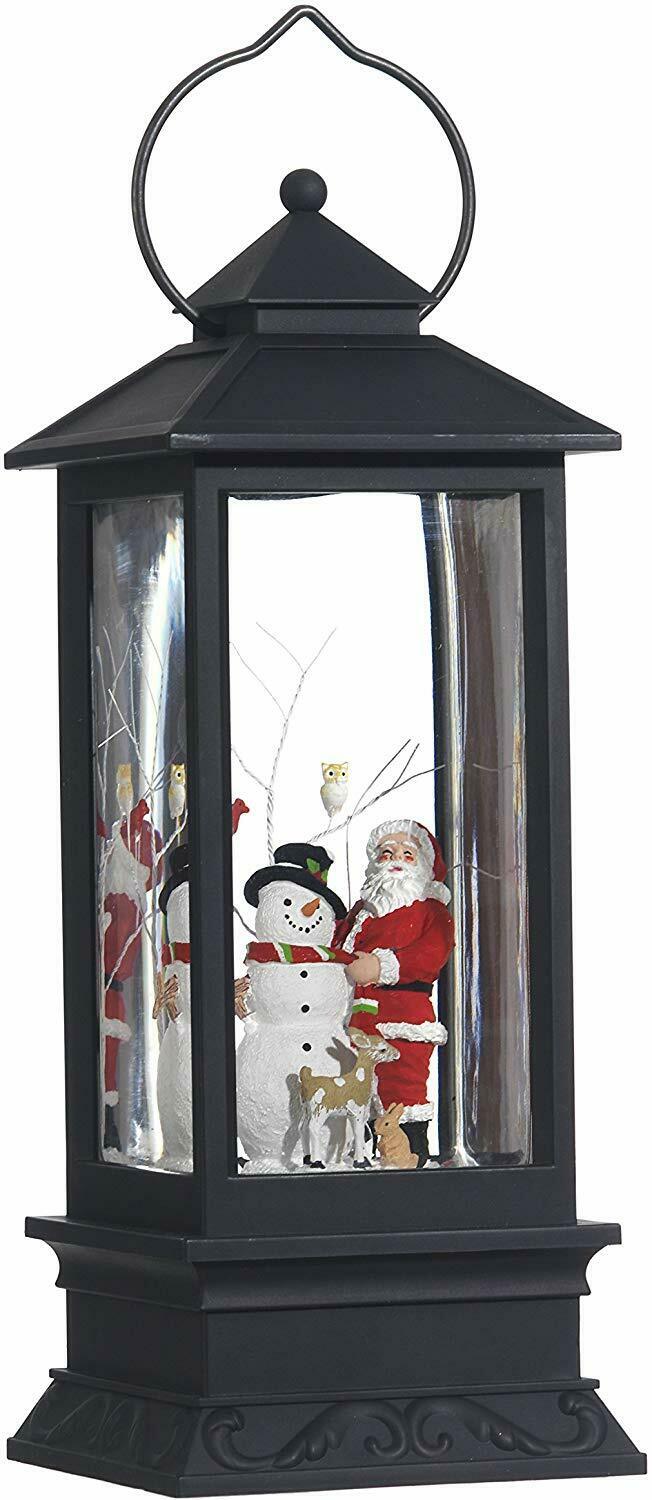 Lighted Snow Globe Lantern: 11 Inch, Black Holiday Water Lantern By Raz Imports