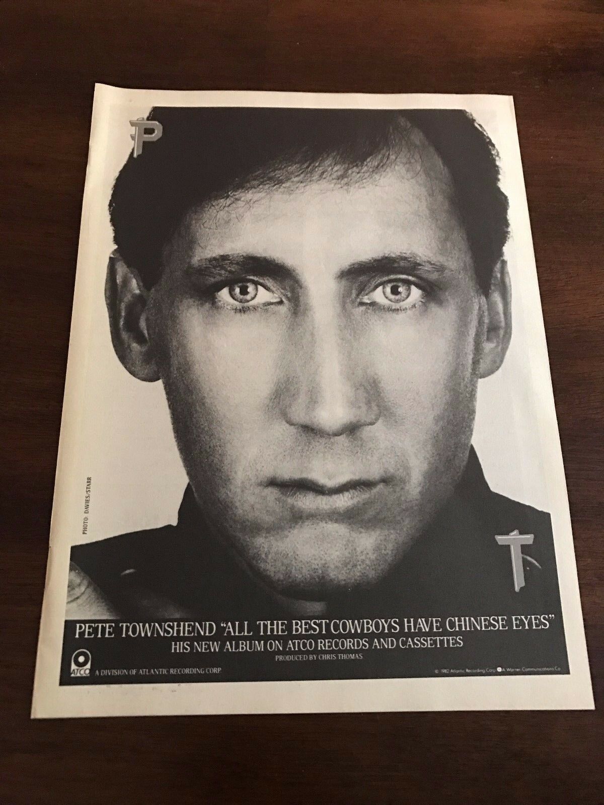 1982 Vintage 8x11 Promo Ad Pete Townshend All The Best Cowboys Have Chinese Eyes
