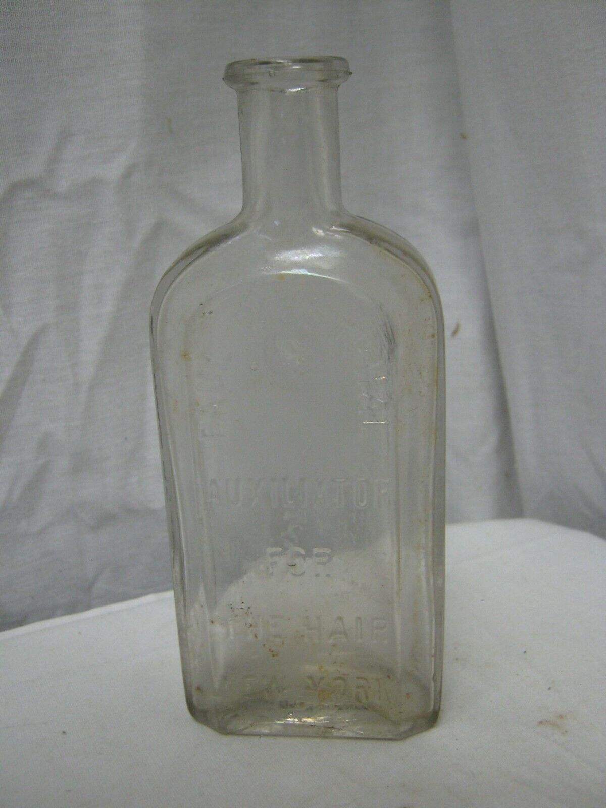 Vintage 6.5" Clear Glass Paul Westphal Auxiliator For The Hair Bottle. New York