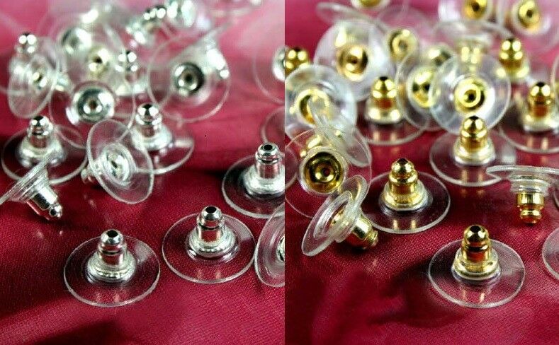 Earring Backs Bulk Lot Deluxe Pad Gold Or Silver Plated 20-200 Pc Ear Post Nuts