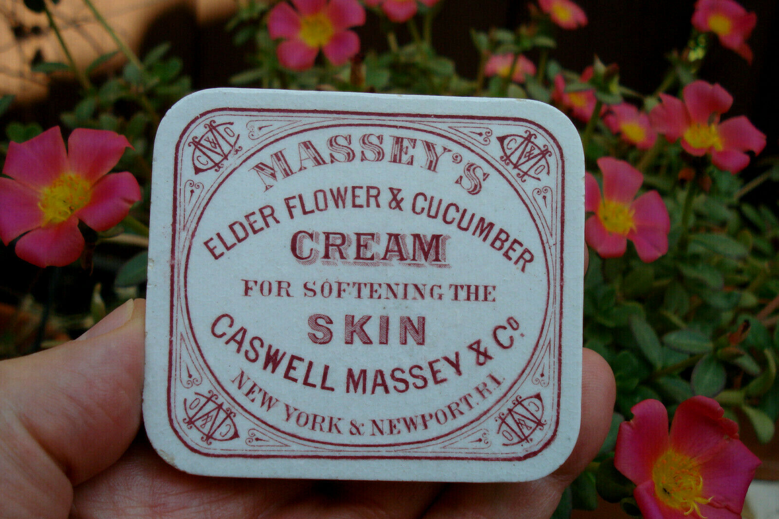 Antique,c1880 Caswell Massey, New York & Newport Rhode Island Skin Cream Pot Lid